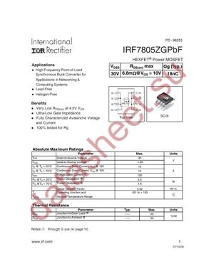 IRF7805ZGPBF datasheet  